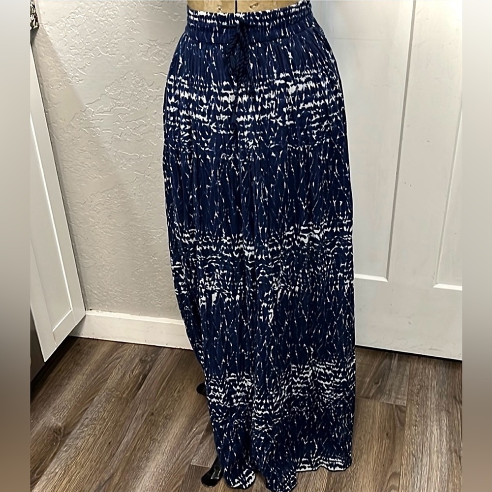 Y2K ABERCROMBIE & FITCH  BOHO COTTON  MAXI SKIRT BLUE & WHITE SIZE SMALL